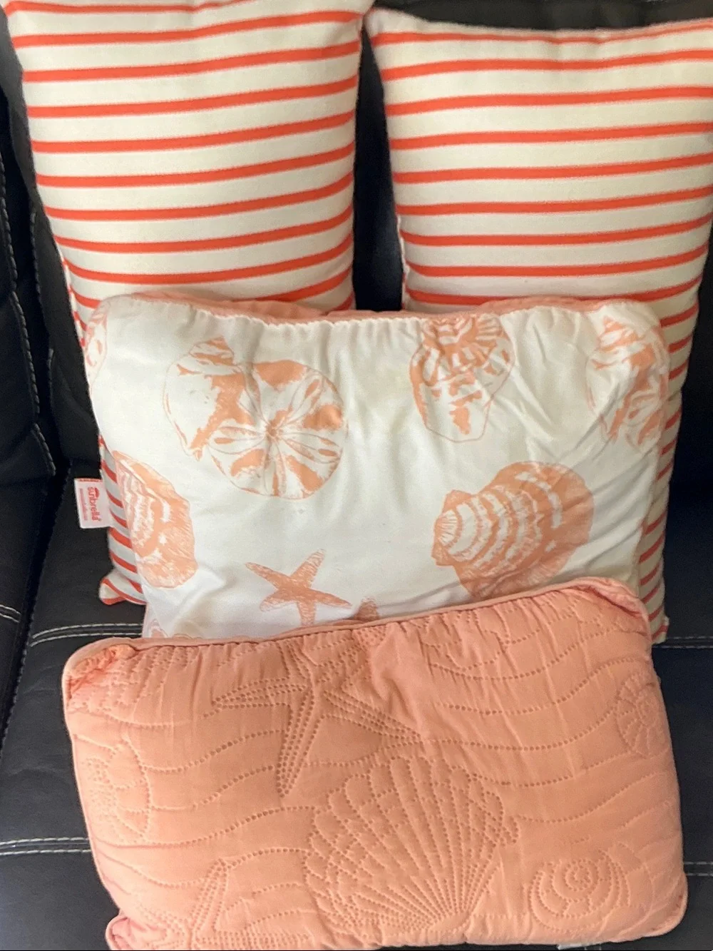 Sonoma Coral Striped and Shell Decorative Pillow Set